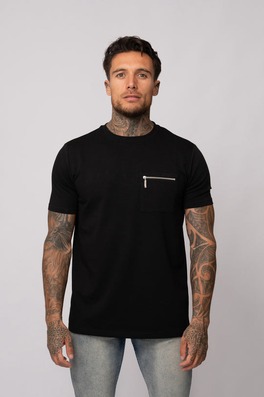 POCKET T-SHIRT | BLACK / WHITE