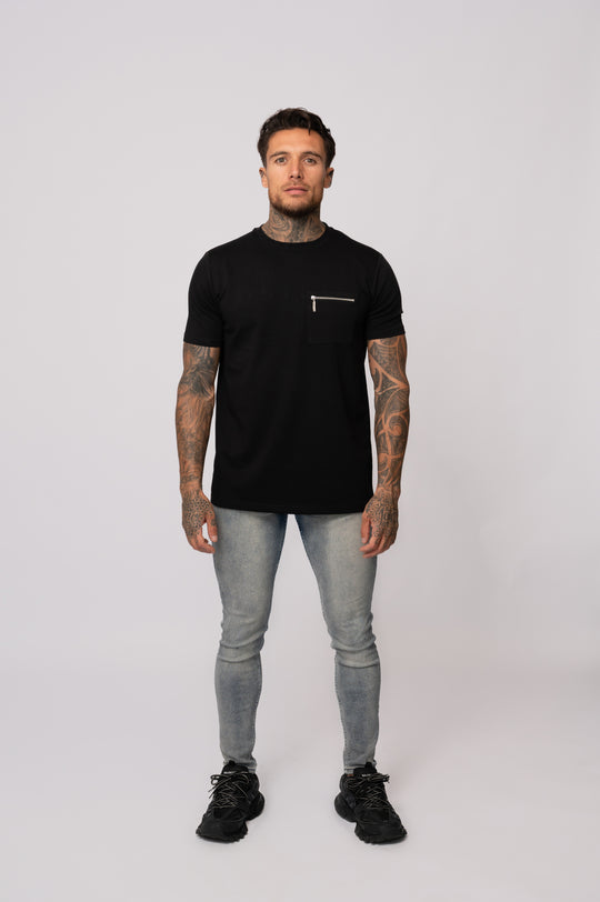 POCKET T-SHIRT | BLACK / WHITE