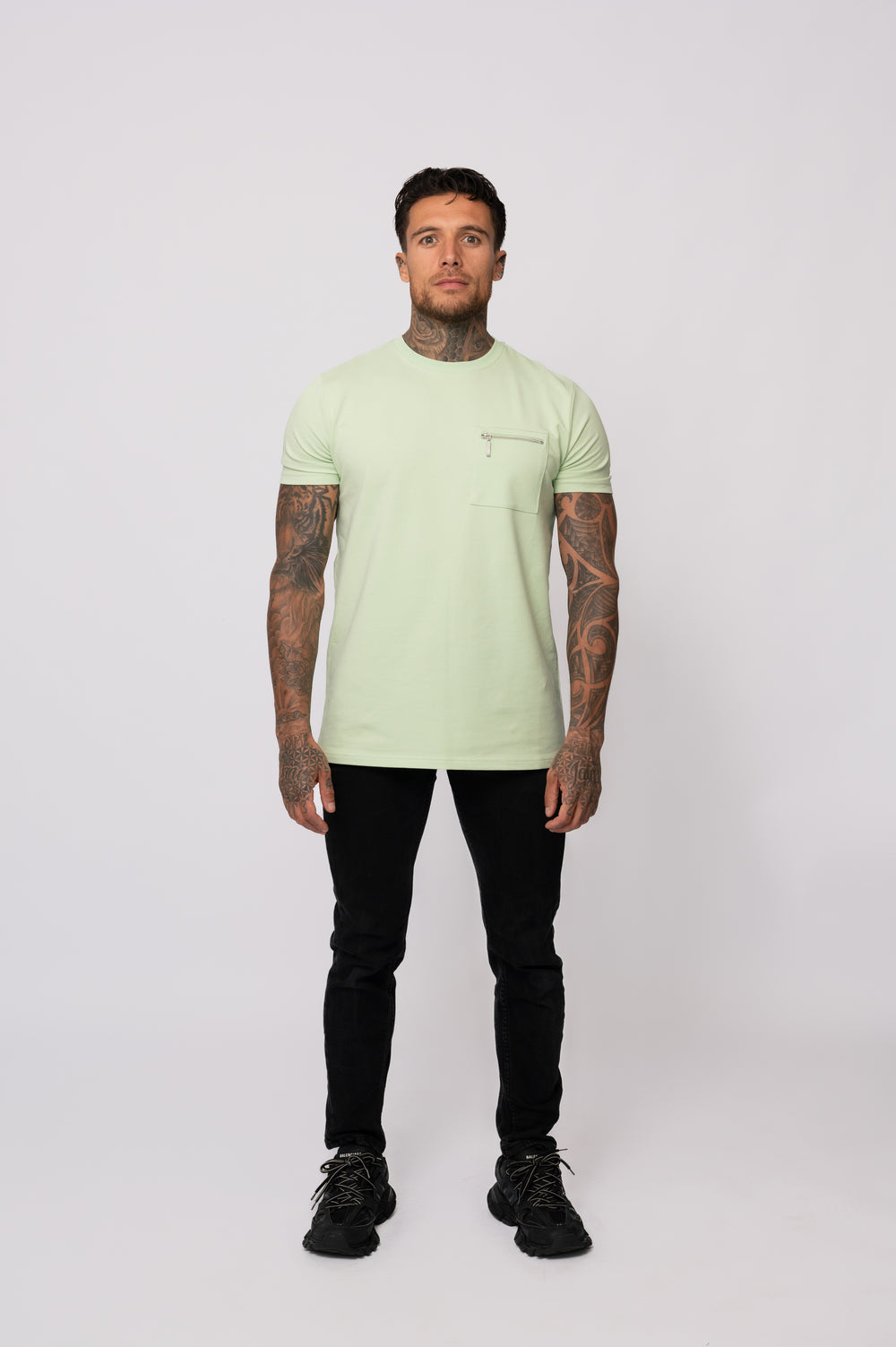 POCKET T-SHIRT | PASTEL GREEN / WHITE