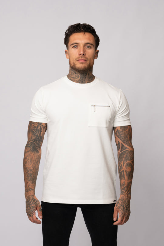 POCKET T-SHIRT | WHITE / BLACK