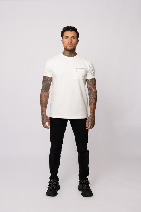 POCKET T-SHIRT | WHITE / BLACK