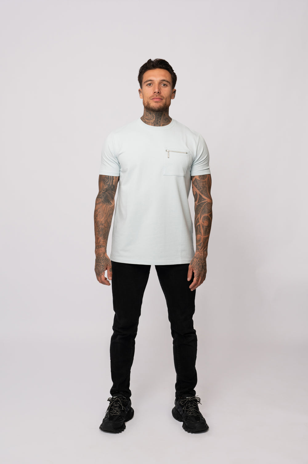 POCKET T-SHIRT | LIGHT BLUE / WHITE